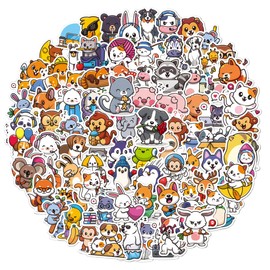 100 Pcs Cute Animals Stickers Waterproof Nature Animal Stickers for Laptop Skateboard Water Bottle Hydro Flasks Luggage Phone Cars Bike,Vinyl Cartoon Aesthetic Animals Stickers for Teens Girls Boys