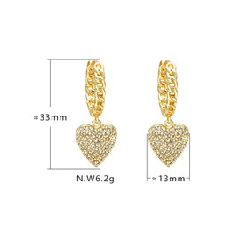 Yulovee 9ct Yellow Gold Plated Heart Dangle Earrings for Women,Hypoallergenic Silver Drop Earring with Cubic Zirconia