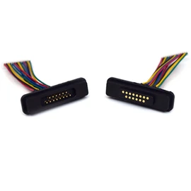 1 Pair Magnetic Pogo Pin Connector with 10CM Cable, 4P/6P/7P/8P/10P/12P/13P/14P/15P/16P/18P/20P Pogo Pin Magnetic Connector Male+Female Connector DC Power Socket Charge Connector (JH-WPogo-14Pin)