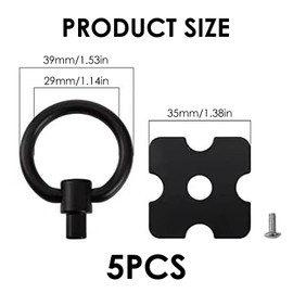 HDGSAFD Pack of 5 Black Ring Handles with 5 Screws Drawer Handles Wardrobe Handle Pull Rings Furniture Handles Drawer Cabinet Accessories