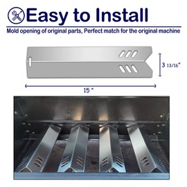 Heat Plate Shields 15" Gas Burner Cover BBQ Grill Replacement Parts for Dyna-Glo DGF493BNP, Backyard BY13-101-001-13, Uniflame GBC1059WB, 5 Pack Heavy Duty Stainless Steel Flame Tamer Heat Tent