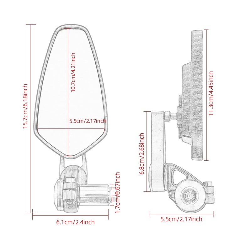 7/8'' 22mm Motorcycle End Bar Mirror Universal Foldable Motorbike Side
