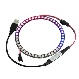 Sparkleiot WS2812B RGB LED Ring 45 LEDs Programmable + Controller - Music Control for Car/Home/Stage (DC5-24V, 5050 Chip)