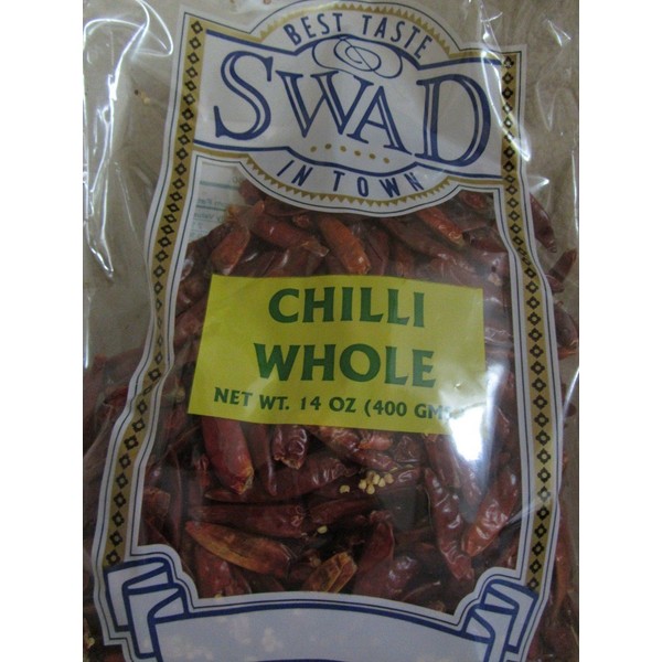 Swad Whole Red Dried Chillies , Value Pack of 400g., 14oz.
