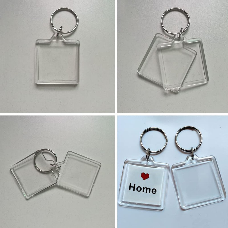 25Pcs Clear Blank Acrylic Photo Keychain Picture Frame Image Insert