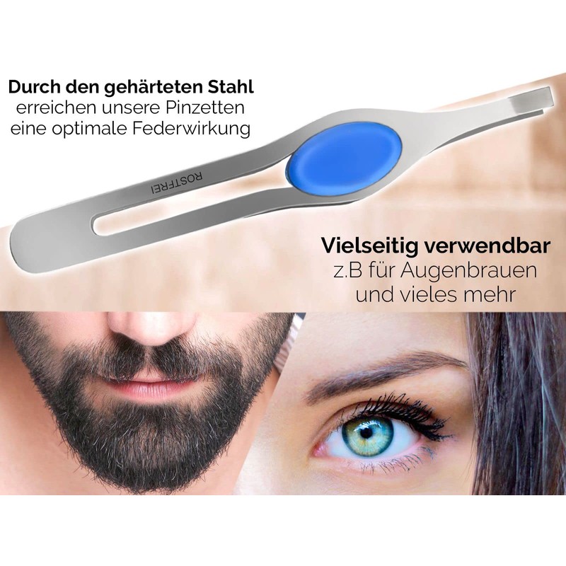 Eyebrow Tweezers Slicker Tweezers Set Angled Pointed Straight with Non-Slip