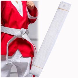Taekwondo Belt, White Belt Taekwondo Solid Rank,Karate Judo Belts with 8 Rows of Stitching,Universal Brazilian Jiu Jitsu Belts for Adult,Durable Aikido Arts Belt for Competition Training (220cm)