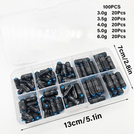 AIMALL Scale Marked Fishing Lead Weights - 100PCS Fast-Sinking Camouflage Lead Boxed Fishing Weights with Clear Markings for Precision Angling
