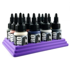 Jeff Did It! - 22ml 30mm Paint Bottle Holder/Stand - Holds 12 Compatible with Monument Hobbies 22ml 30mm Bottles w/Anti-Slip Rubber Feet - 3D Printed (Purple)