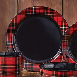 BLACK FOREST DECOR Lumberjack Plaid Dinner Plate - Overstock