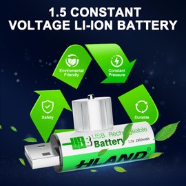 SPYONG Rechargeable aa Batteries Lithium 10 Pack with USB Charging Port, 1.5V 1900mWh High Capacity USB AA Rechargeable Batteries, Constant Output Li-ion Double a Batteries Cycle Times up to 1500x