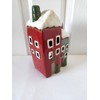 Christmas Two House Tall Cottages Tea Light Holder Red Grey