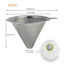 Double Mesh Pour Over Coffee Filter Set - 300+600 mesh Stainless Steel Coffee Filter with Detachable Handle, Easy Clean, Compatible with Drip/Cold Brew/Espresso