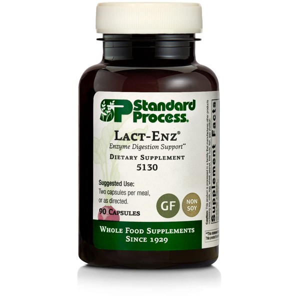 Standard Process Lact-ENZ - Whole Food Immune Support, Digestion and Digestive Health with Bifidobacterium Longum, Cellulase, Protease, Amylase, Lipase, Maltodextrin and More - 90 Capsules