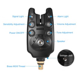 NP Fishing Bite Indicators Kits, 3 Wireless Fishing LED Alarm Alert & 3 Extending Aluminum Alloy Fishing Bankstick & Padded Fishing Tool Bag, Fishing Bite Alarm Set