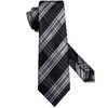 Hi-Tie Black Grey Mens Ties and Flower Lapel Pin Set
