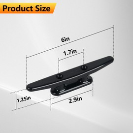 4 Inch Nylon Boat Cleats, Dock Cleats Black 6 Pack, Boat Dock Cleats with Bolts Ideal for Marine, Deck, Nautical Decor