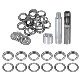 sourcing map 20pcs Grommet Tool Kit 17mm Copper Grommet Eyelet Set with Hole Hollow Punch, Grommet Setter Tools for Clothing Leather Fabric Belt, Black