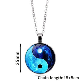 Yin Yang Dragon Necklace for Men and Women with Pendant, Tai Chi Chain for Women Men, CQHODFYA Jewellery Gift Idea, Talisman Necklace with 18 Inch Chain + 2 Inch Extension Chain with Jewellery Box,