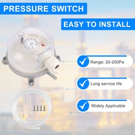 Himrsbuy Air Differential Pressure Switch 20-200Pa Adjustable Micro- Pressure Air Switch