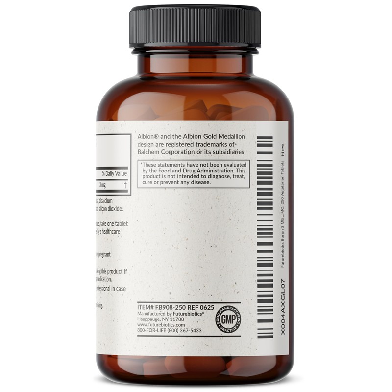 Futurebiotics Boron 3mg, Vegetarian, Non-GMO, Chelated for Absorption, 250 Tablets