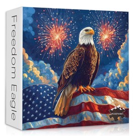 American Flag Eagle Puzzles for Adults 1000 Pieces, United States Country Patriotic Puzzles Faith, USA Bird Jigsaw Puzzles 1000 Pieces, PICKFORU Freedom Eagle Puzzle