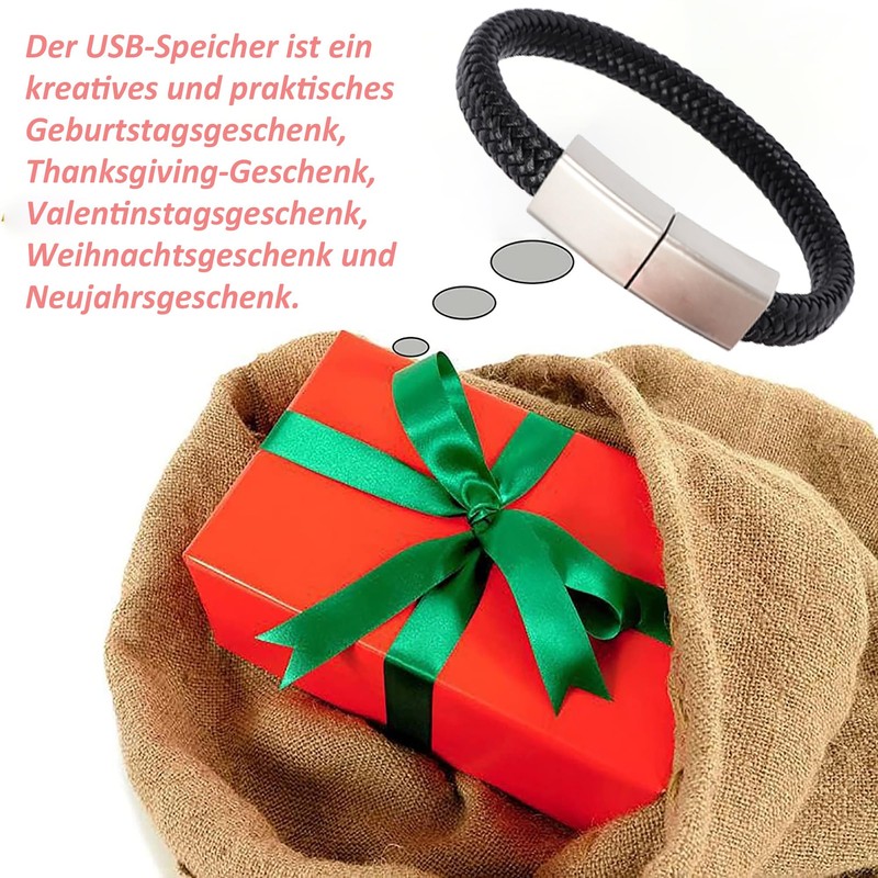 PU Leather Wristband 128GB USB Flash Drive 2.0 Computer Drive