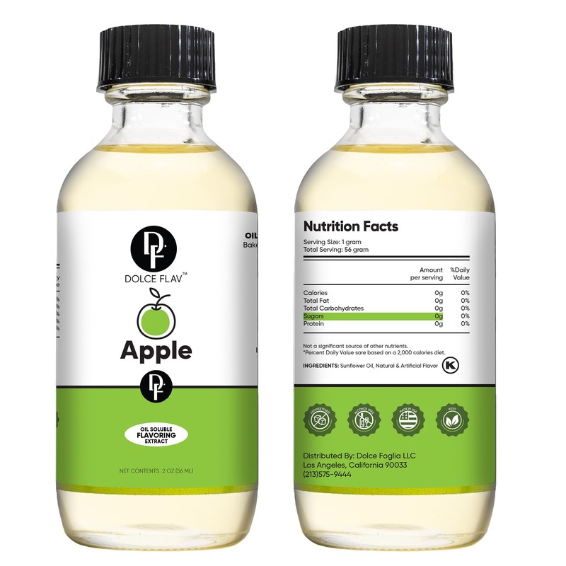 Dolce Flav Apple Extract (Oil-Soluble) 2 oz – Kosher, Sugar-Free,