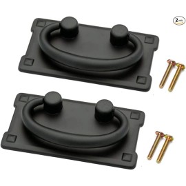 NoBrand 2pcs Vintage Antique Drawer Ring Pull Handles Knobs Hardware-Black