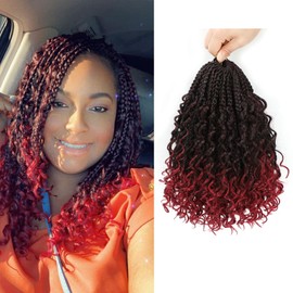 Peliri Boho Box Braids Crochet Hair-10 Inch Goddess Bohemian Box Braids with Curly Ends 8 Packs Pre Looped Crochet Hair 3X Synethic Box Braids Crochet Hair for Black Women (10 Inch, 1B/Bug)