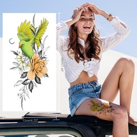 CUTELIILI Flower Temporary Tattoos for Womens Arm Neck Leg, Multi-Colored Body Art Fake Tattoos For Adults Girl, Realistic Tattoos Half Sleeve Temporary Tattoos