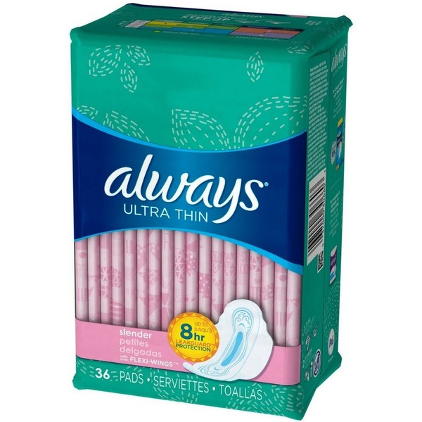 Always Ultra Thin Pads Slender Flexi-Wings 36 Count(Pack of 3)
