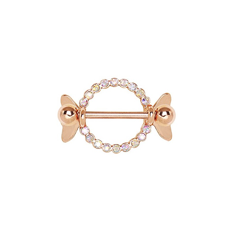 PIERCE ME (2pcs) Rose Gold Plated AB Clear Jeweled Sweat