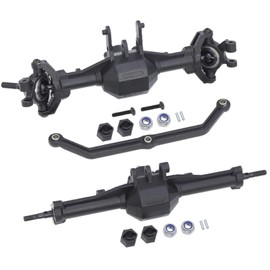 XBERSTAR Trx4M RC Front Rear Axles for Traxxas 1/18 Trx4M RC Climbing Cars Front and Rear Axle Upgrade Parts (Black)