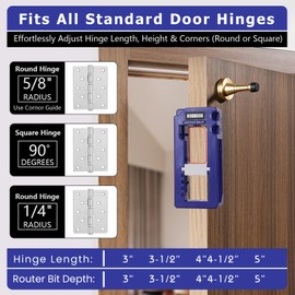 GOKINDOR Door Hinge Jig for Easy Door Hinge Installation Mortiser for 3' to 5' Length, 1/4' to 5/8' Thickness, Square or Radius, Adjustable Jig Kit