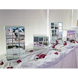 Howard Elliott Mirrored Puzzle Cube Pedestal Accent Table, Beautiful Modern Design Home Decoration Corner Table, Short, 10 x 10 x 10 Inch