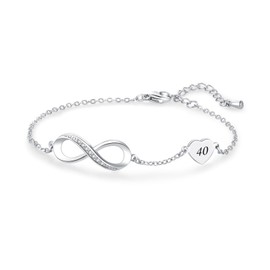 FineryGal Heart Love 40 Birthday Bracelets for Wife Birthstone Adjustable Infinity Symbol 40th Birthday Bracelets