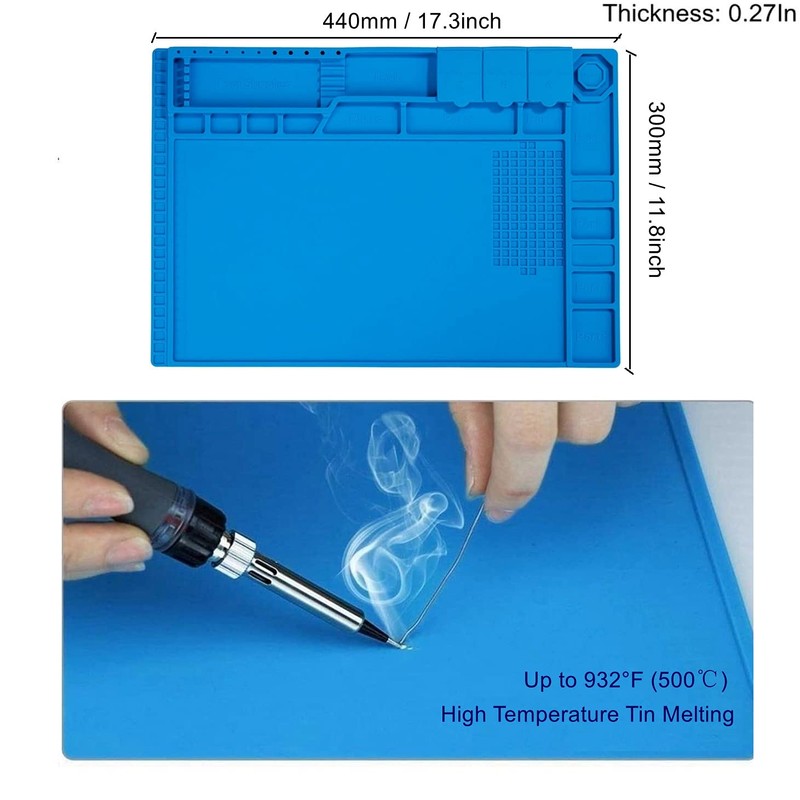 Premium Heat Resistant 932°F Blue Magnetic Repair Work Mat Large
