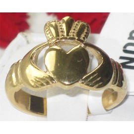 YourJewelleryBox Gold claddagh ring ladies no stone 18kt irish celtic steel ireland (Q)