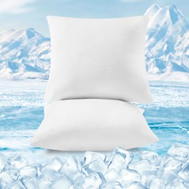 WOLTU Cooling Cushion Cover, Set of 2, Pillowcase with Q-Max > 0.45 Arc-Chill, Soft Breathable Cooling Fibre Cushion Cover, Protects Skin and Hair, Summer Cushion Covers with Zip, 40 x 40 cm, White