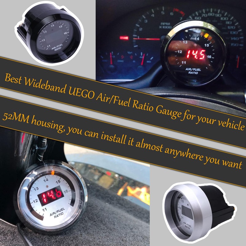 Wideband UEGO Air/Fuel Ratio Gauge 52mm (2-1/16”) with 4.9 LSU