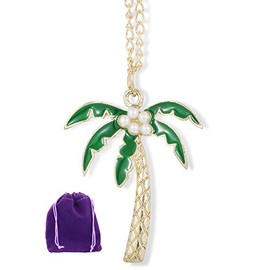 Emerald Park Jewelry Coconut Tree with Faux Pearls Charm Chain Necklace