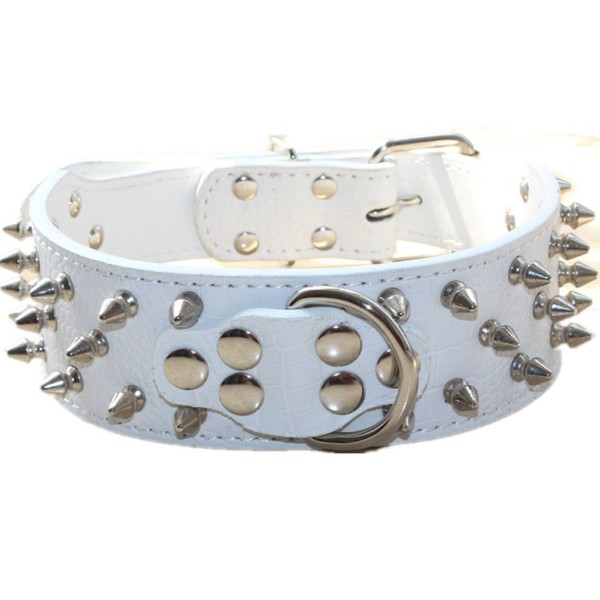 haoyueer Spiked Leather Dog Collar Bullet Rivets Studded 2 Inch