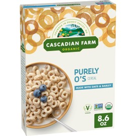 Cascadian Farm Organic Purely O's Cereal, Made with Oats and Barley, Vegan, 8.6 oz