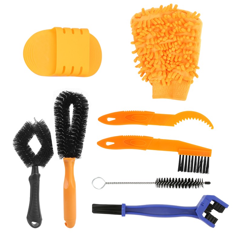 8pcs Bicycle Cleaning Tool Set Kit Bike Chain Tire Cleaning
