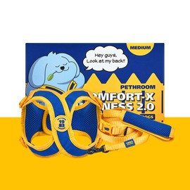 PETHROOM [PESSROOM] Comfort Set 2.0 (X-Harness + Leash Set) (M) Comfortable & Pressure-Free Chest Harness and Leash for Dogs