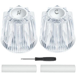 UCDETD 2 Piece Shower Knobs Replacement, Compatible with Price Pfister Windsor Tub and Shower Faucets, 12 Point Broach, Hot/Cold Shower Handles Replacement (Clear Acrylic) ﻿