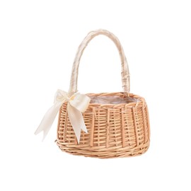 Woven Flower Basket Portable Flower Girl Handmade Natural Simulation Flower Basket