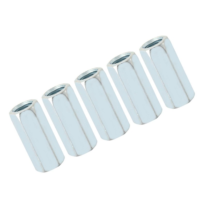 5pcs M12*40 Long Rod Coupling Nut, Carbon Steel Hex Sleeve