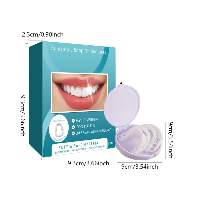 Adjustable Clip-On Dentures, 2 Pairs Temporary Dentures Dentures Simitate Clip-on
